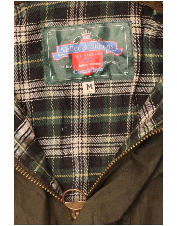 MILLER & SIMONS Chaqueta de algodón encerado para hombre UK 38 Verde medio