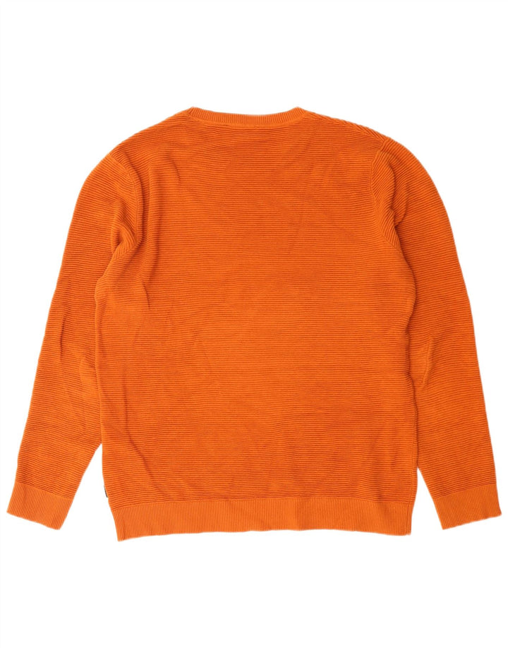 Jack & Jones Jersey con cuello redondo para hombre, talla grande, algodón naranja
