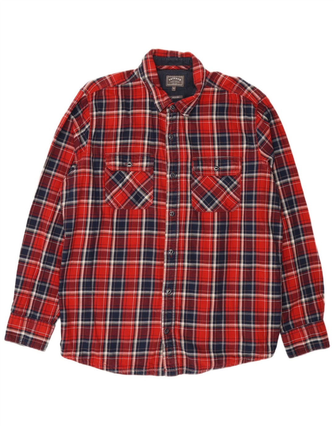 Camisa de franela para hombre Fat Face XL de algodón a cuadros rojos