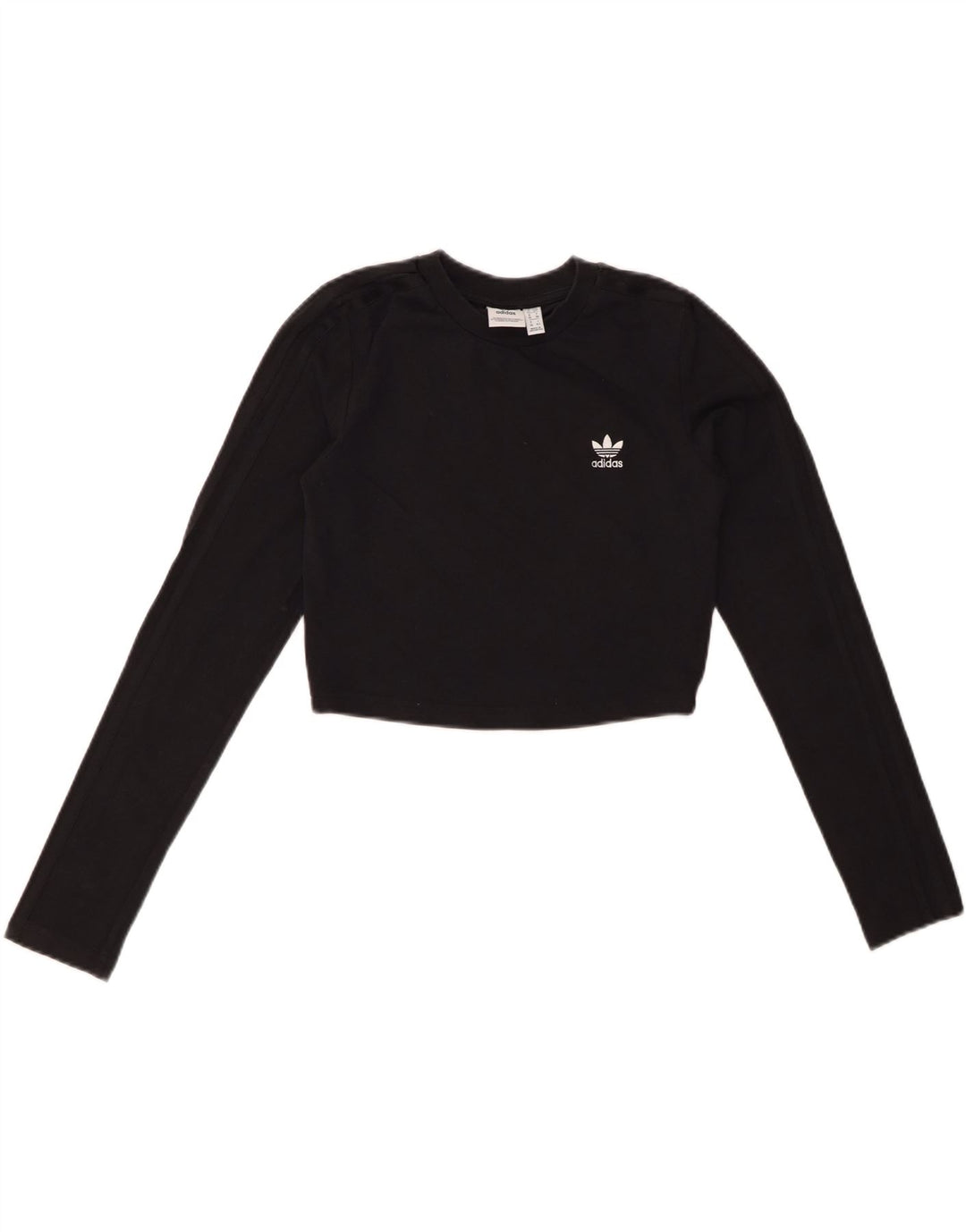 ADIDAS Mujer Crop Top Manga Larga UK 10 Pequeño Algodón Negro