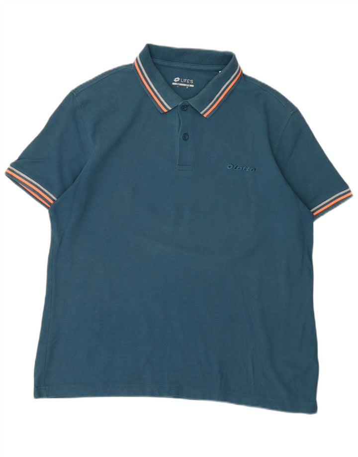 Polo Lotto Hombre Color Block Azul Grande