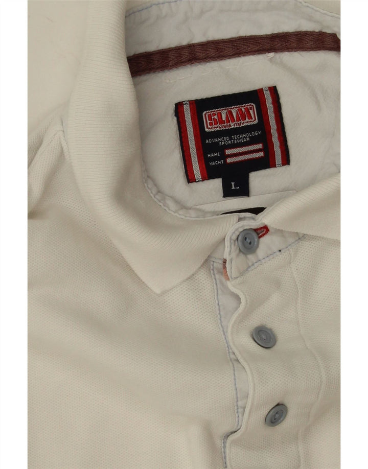 Slam Polo para hombre de algodón blanco grande