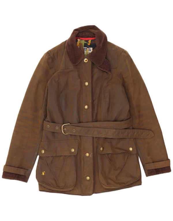 Joules Womens Waxed Cotton Jacket UK 10 Small Brown Cotton