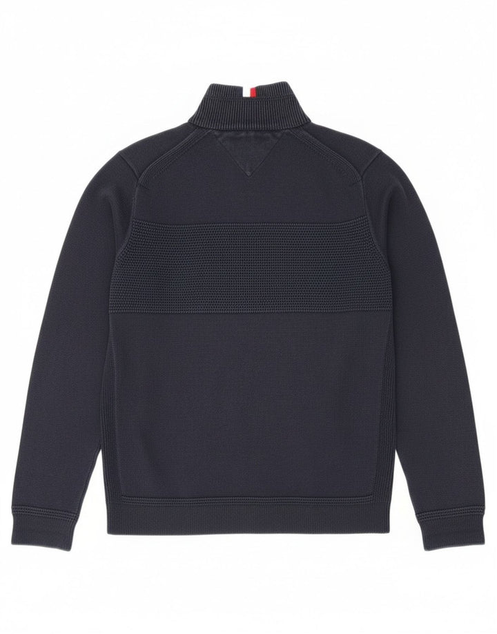 Tommy Hilfiger Jersey con cuello y cremallera para hombre de algodón azul marino mediano