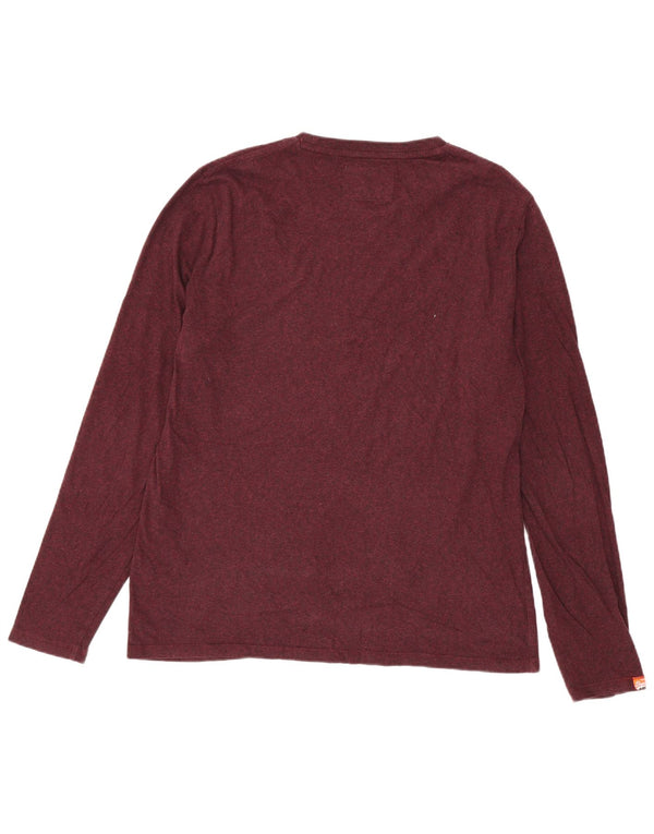 Superdry Hombre Top Manga Larga 2XL Algodón Borgoña