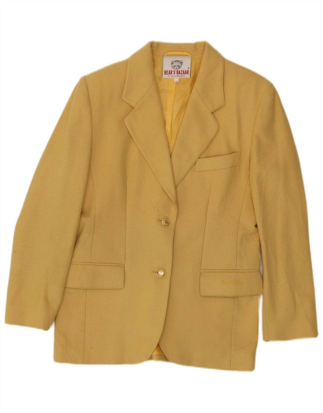 Laura Biagiotti Chaqueta Blazer de 2 Botones para Mujer IT 42 Amarillo Medio