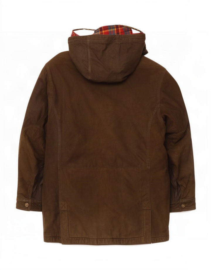 Conrad Abrigo cortavientos de cuero con capucha para hombre IT 52 XL Caqui