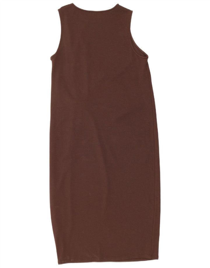Zara Mujer Vestido Básico Sin Mangas UK 40 Small Marrón