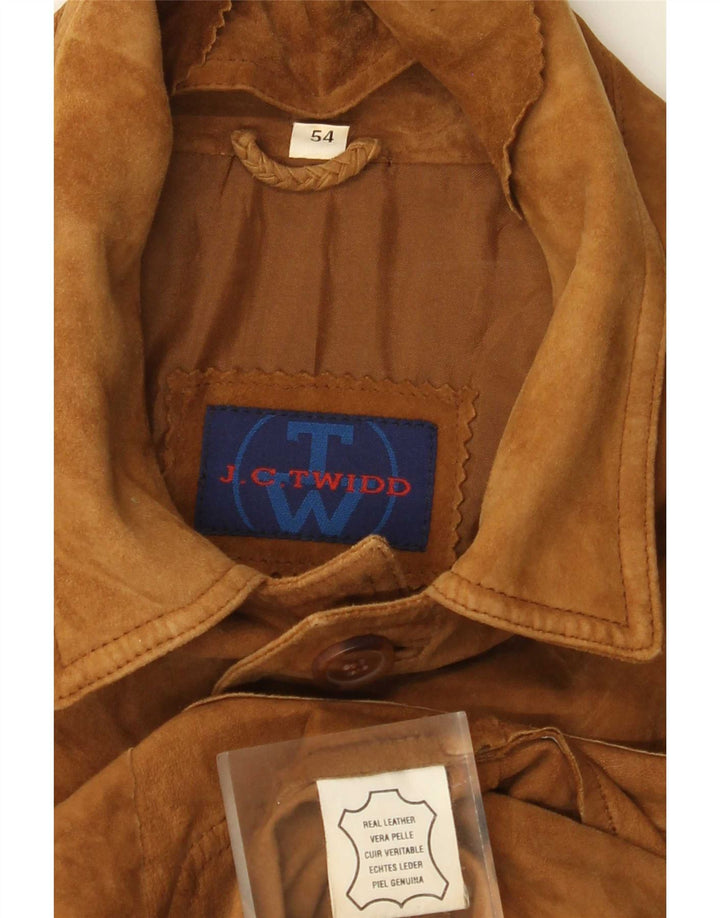 J. C. Twidd Abrigo de ante para hombre IT 54 2XL Cuero beige