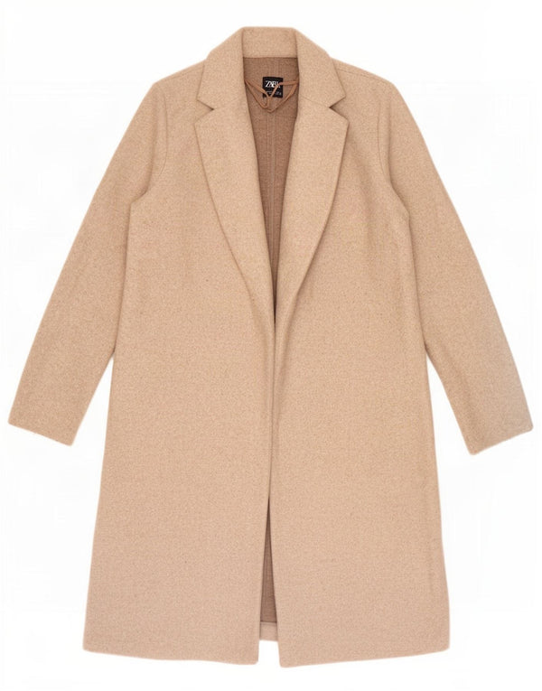 Zara Mujer Abrigo UK 44 Poliéster Beige Medio