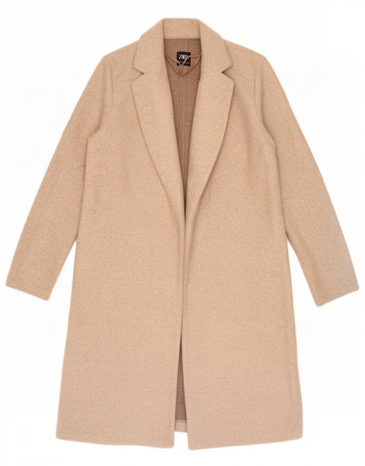 Zara Mujer Abrigo UK 44 Poliéster Beige Medio