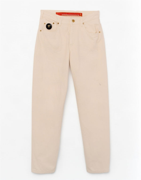 Vaqueros Trussardi Mujer Cónicos De Talle Alto IT 32 2XS W26 L30 Algodón Blanco