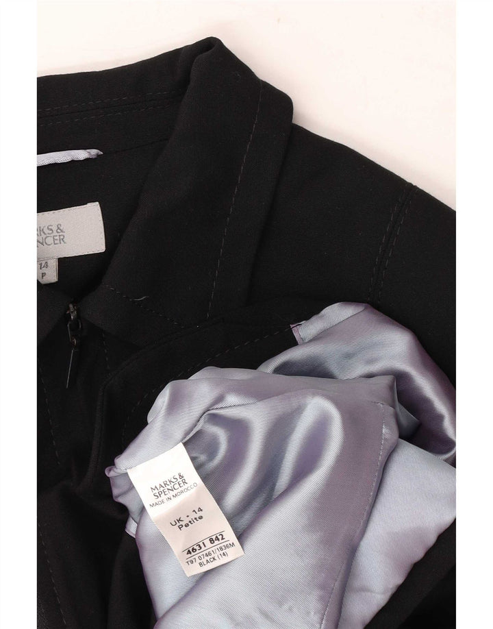 Marks & Spencer Chaqueta Blazer Petite con Cremallera Completa para Mujer UK 44 Mediano Negro
