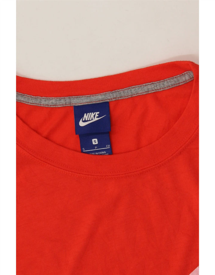 NIKE Womens Graphic T-Shirt Top UK 10 Small Orange Polyester Vintage Nike and Second-Hand Nike from Messina Hembry 
