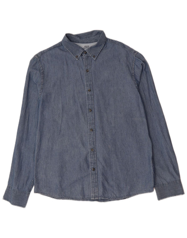 IZOD Camisa vaquera de agua salada para hombre Algodón azul grande