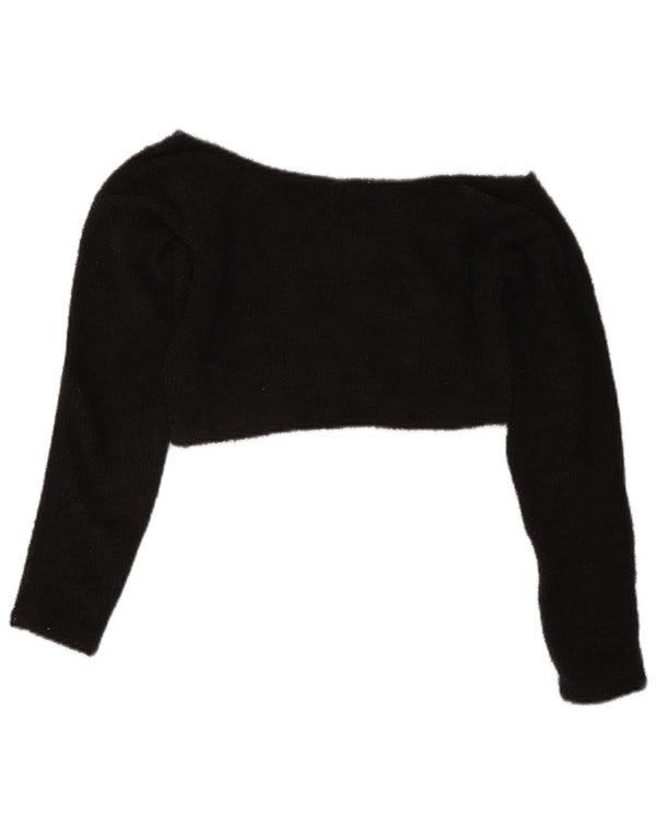 Adidas Top corto de forro polar con hombros descubiertos para mujer UK 14 Mediano Negro Poliéster
