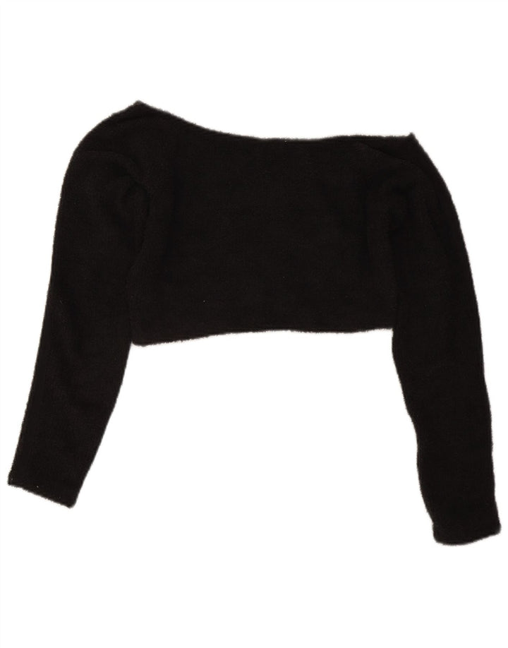 Adidas Top corto de forro polar con hombros descubiertos para mujer UK 14 Mediano Negro Poliéster