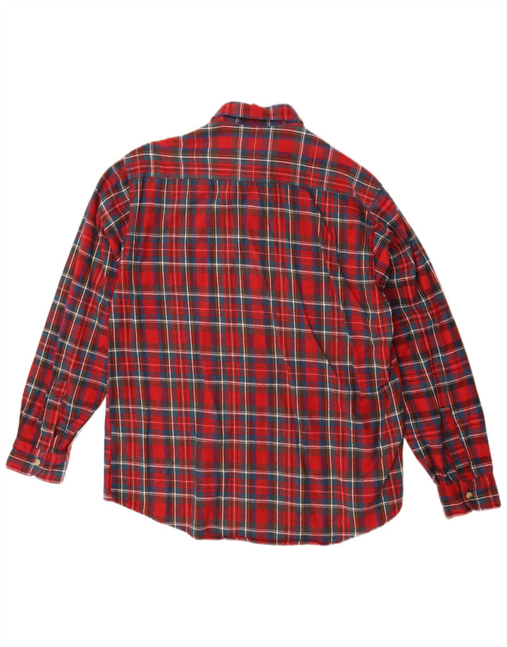NORTONS Camisa de franela para hombre de algodón a cuadros rojos medianos