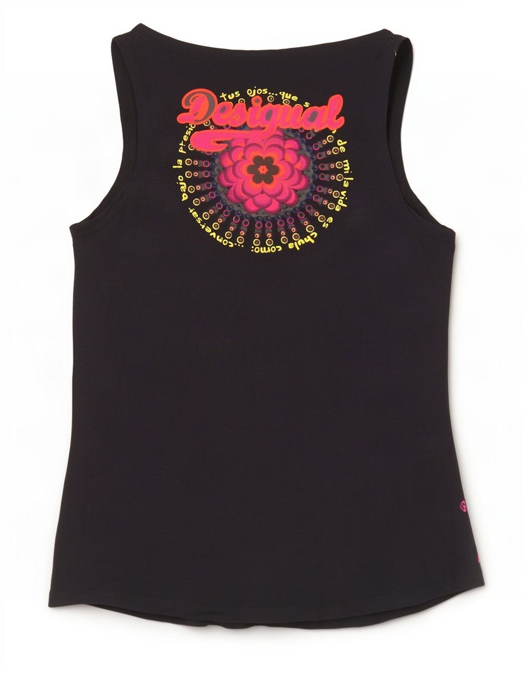 Desigual Mujer Gráfico Chaleco Top Reino Unido 14 Grande Negro