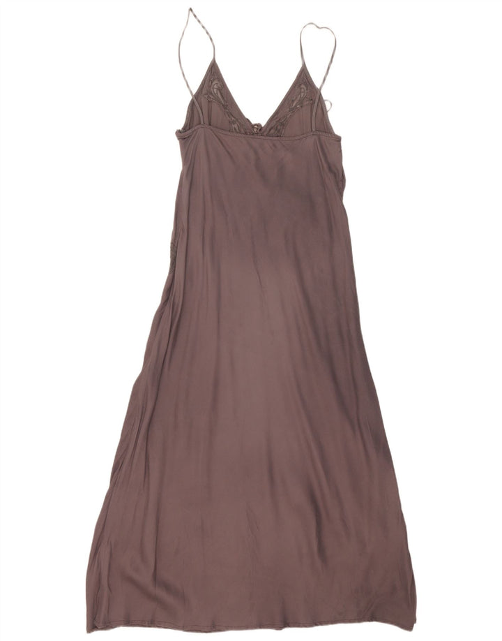 Zara Vestido largo lencero para mujer UK 42 Viscosa gris medio