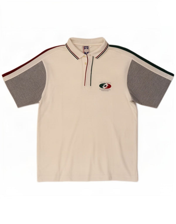 Lotto Polo para hombre de algodón color block blanco grande