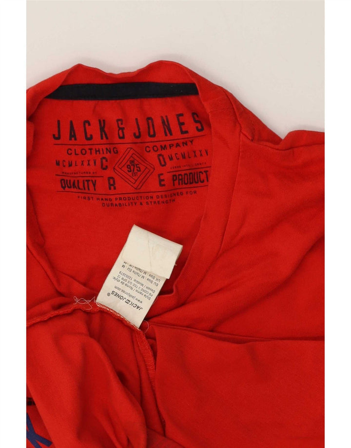 Jack & Jones Hombre Camiseta Gráfica Top Medium Rojo Algodón