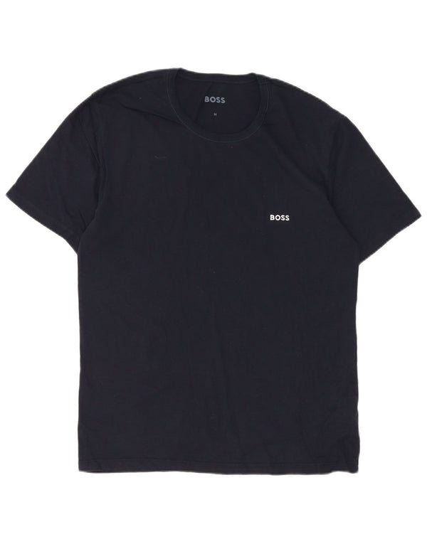 Hugo Boss Hombre Camiseta Top Medium Azul Marino Algodón