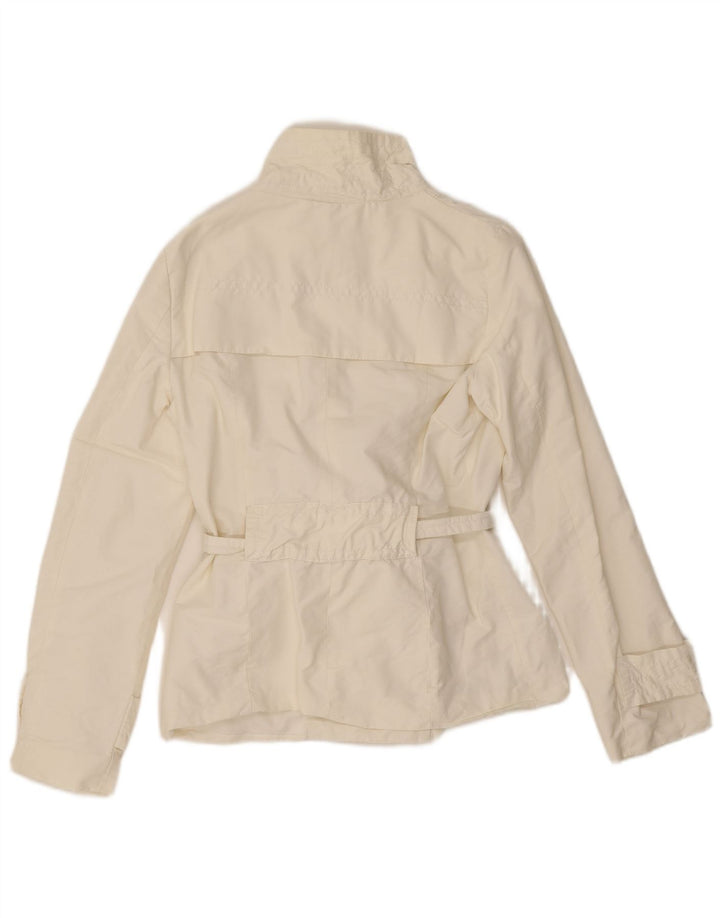 Zara Mujer Gabardina Corta UK 10 Small Algodón Blanco