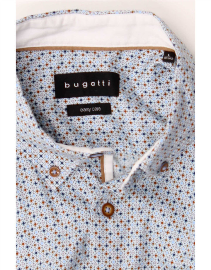 Camisa Bugatti para hombre de fácil cuidado Talla 41/42 Grande Azul Geométrico