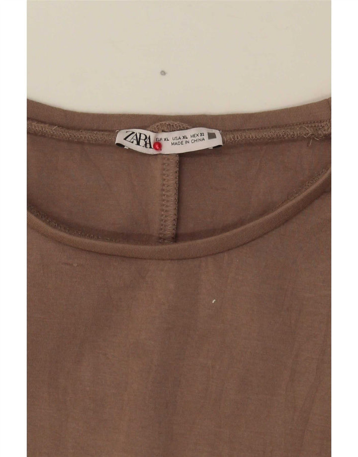 Zara Mujer Crop Blusa Extragrande Top UK 40 XL Marrón