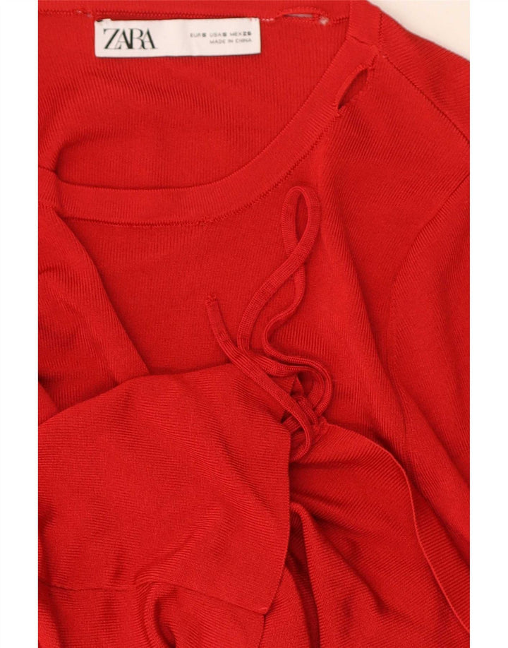 Zara Mujer Blusa Top UK 8 Small Rojo