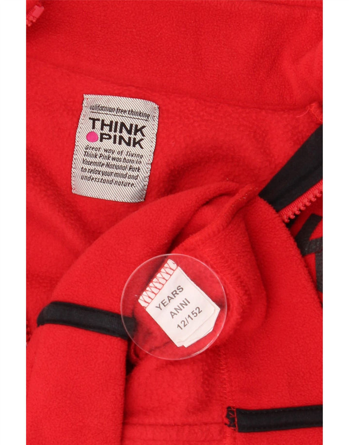 Think Pink Chaqueta polar con estampado gráfico para niña 11-12 años Rojo Poliéster