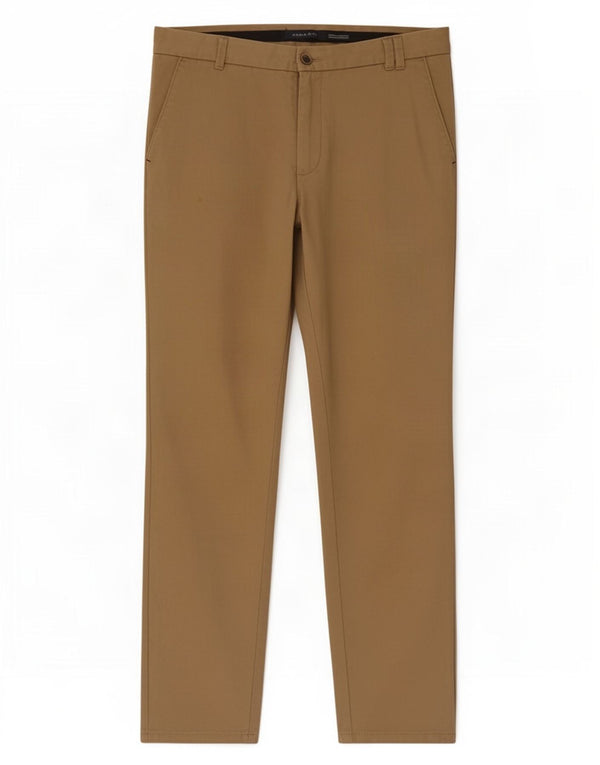 Zara Pantalón chino recto para hombre EU 44 Large W34 L30 Algodón beige