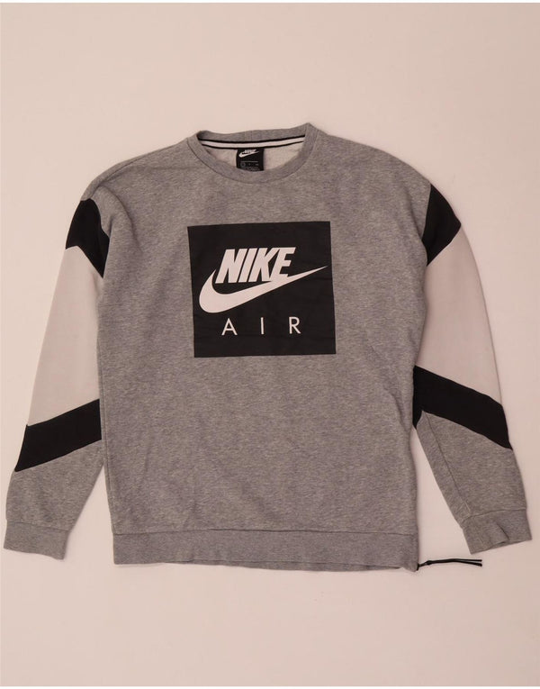 Nike Mens Graphic Sweatshirt Jumper Small Grey Colourblock Cotton