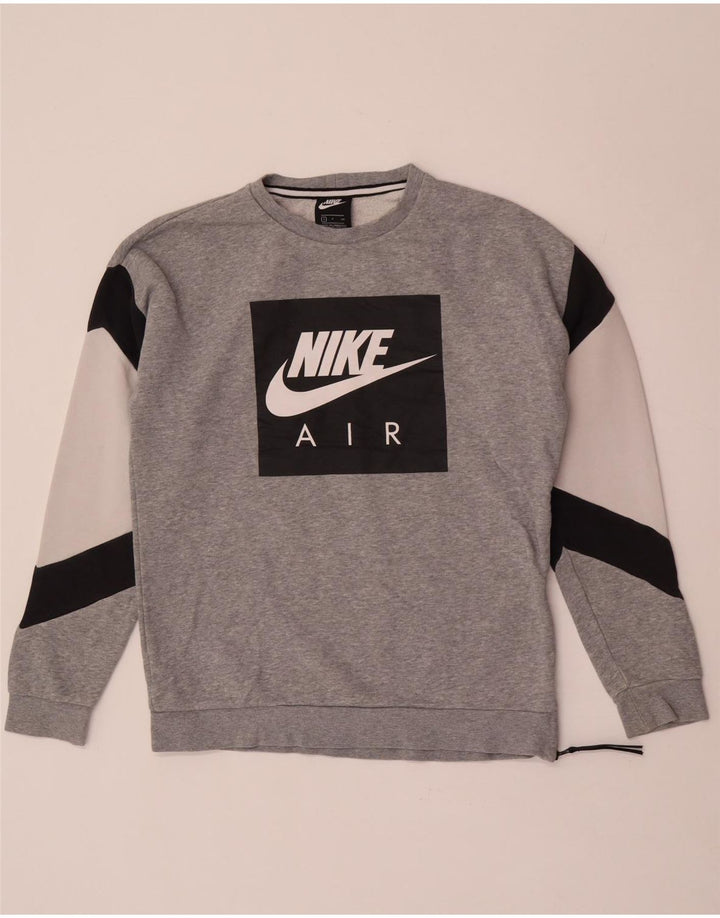 Nike Sudadera con gráfico y diseño tipo jersey de algodón color block en gris pequeño para hombre