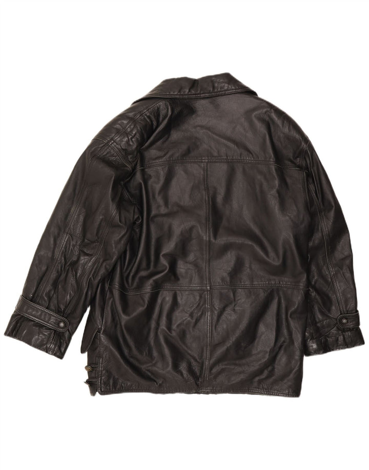 Marco Pierguidi Abrigo de cuero para hombre IT 50 Large Black