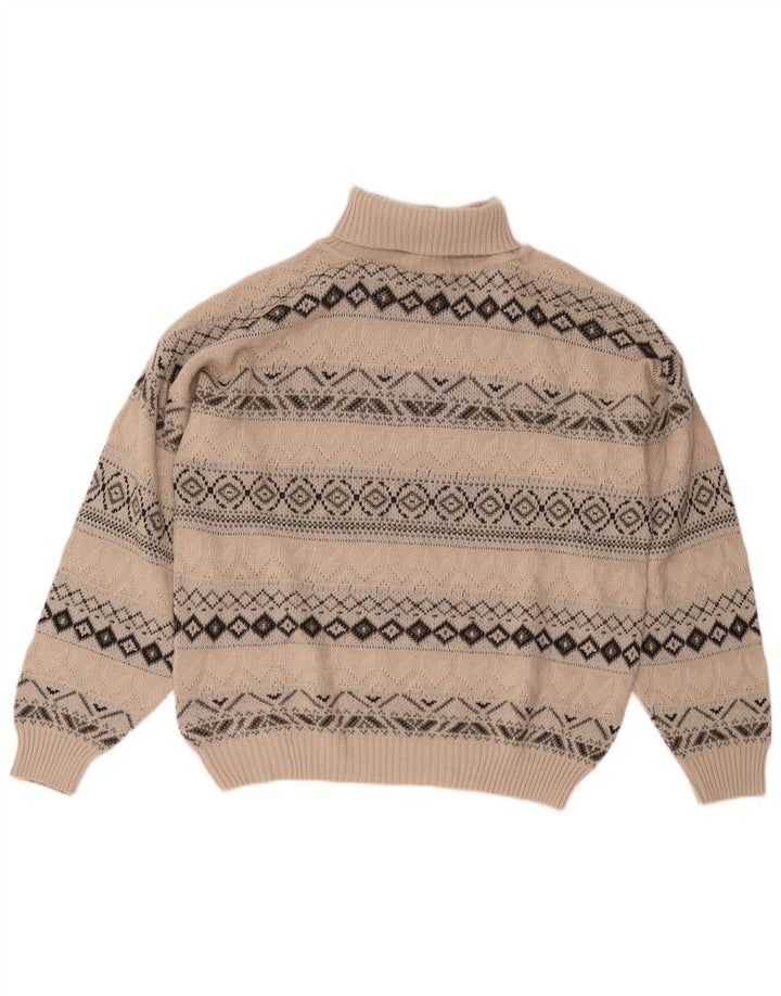 Starter Jersey De Cuello Vuelto para Hombre XL Beige Lana Geométrica