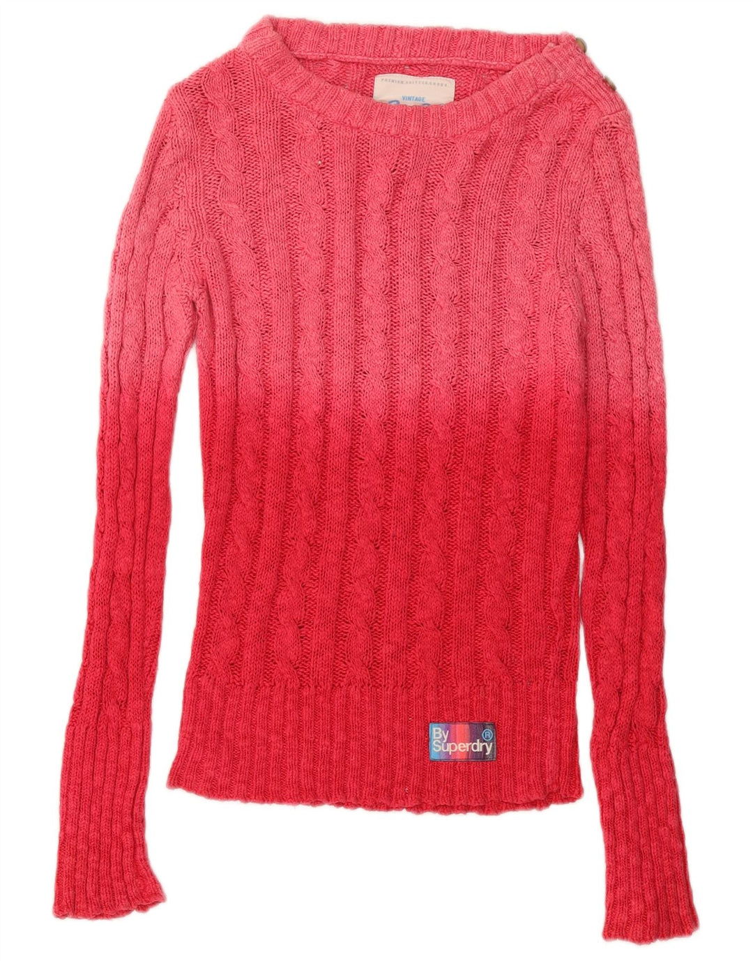 Superdry Jersey De Cuello Redondo Para Mujer UK 6 XS Algodón Color Block Rosa
