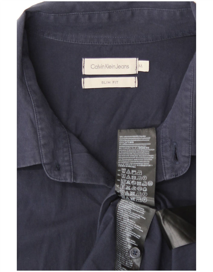 Camisa Calvin Klein Jeans Hombre Slim Fit Algodón Azul Marino Medio