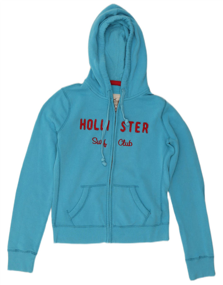 HOLLISTER Suéter con capucha y cremallera gráfica para mujer Reino Unido 40 Algodón azul medio