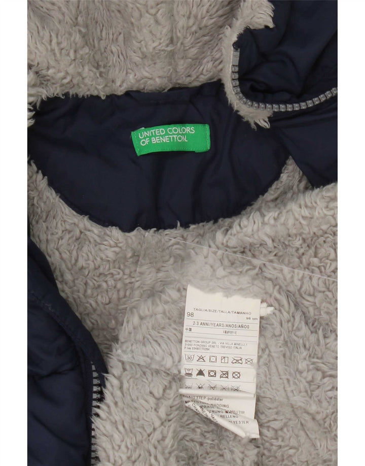 Benetton Cazadora Acolchada Con Capucha Niño 2-3 Años Azul Marino Poliéster