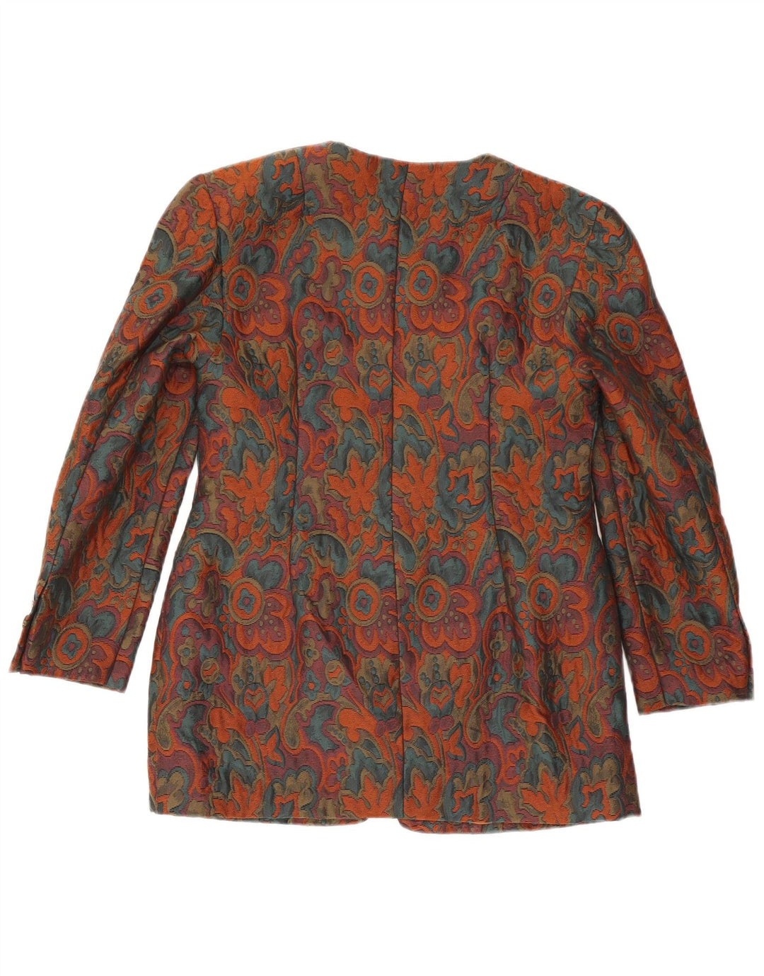 Vintage mujer 1 botón Blazer chaqueta Reino Unido 10 pequeño multicolor floral