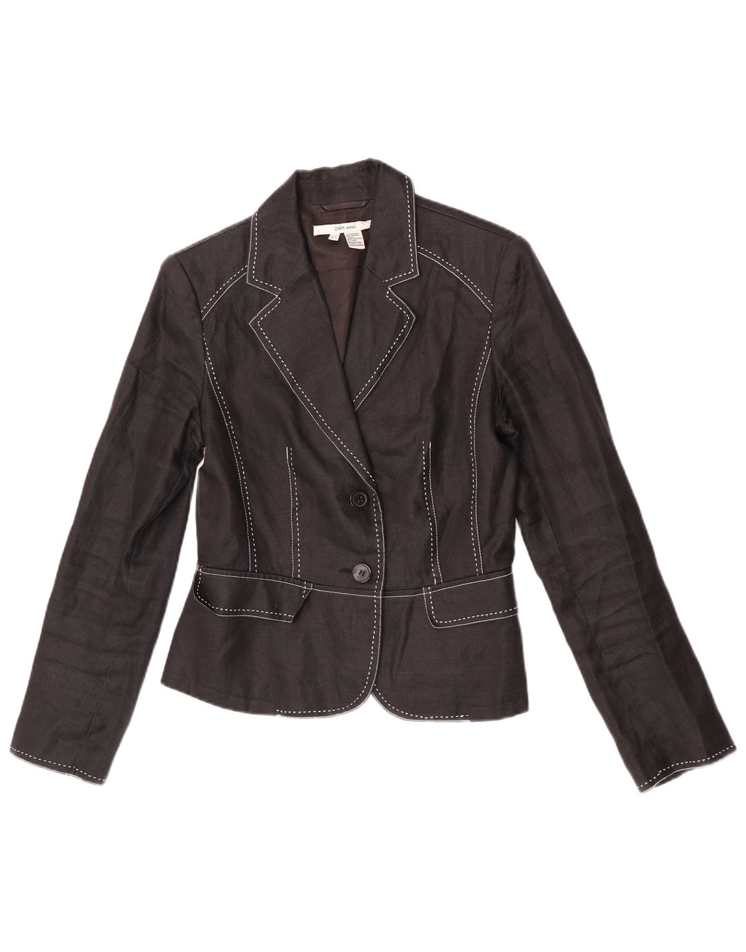 Zara Chaqueta Blazer De 2 Botones Para Mujer EU 40 Medium Black Ramie