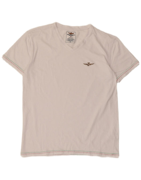 AERONAUTICA MILITARE Camiseta Mujer Top UK 40 XL Algodón Blanco