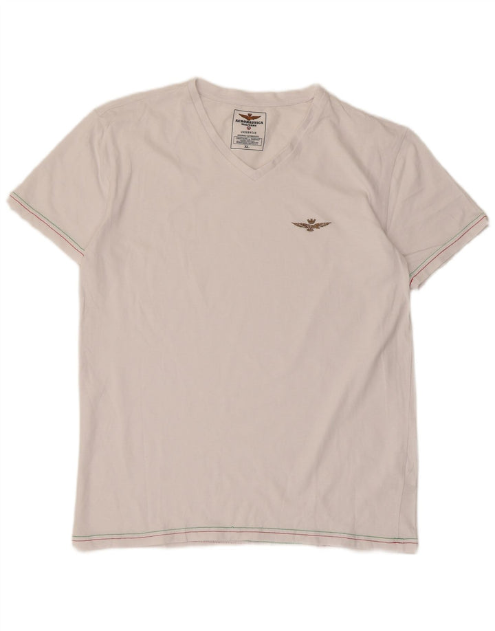 AERONAUTICA MILITARE Camiseta Mujer Top UK 40 XL Algodón Blanco