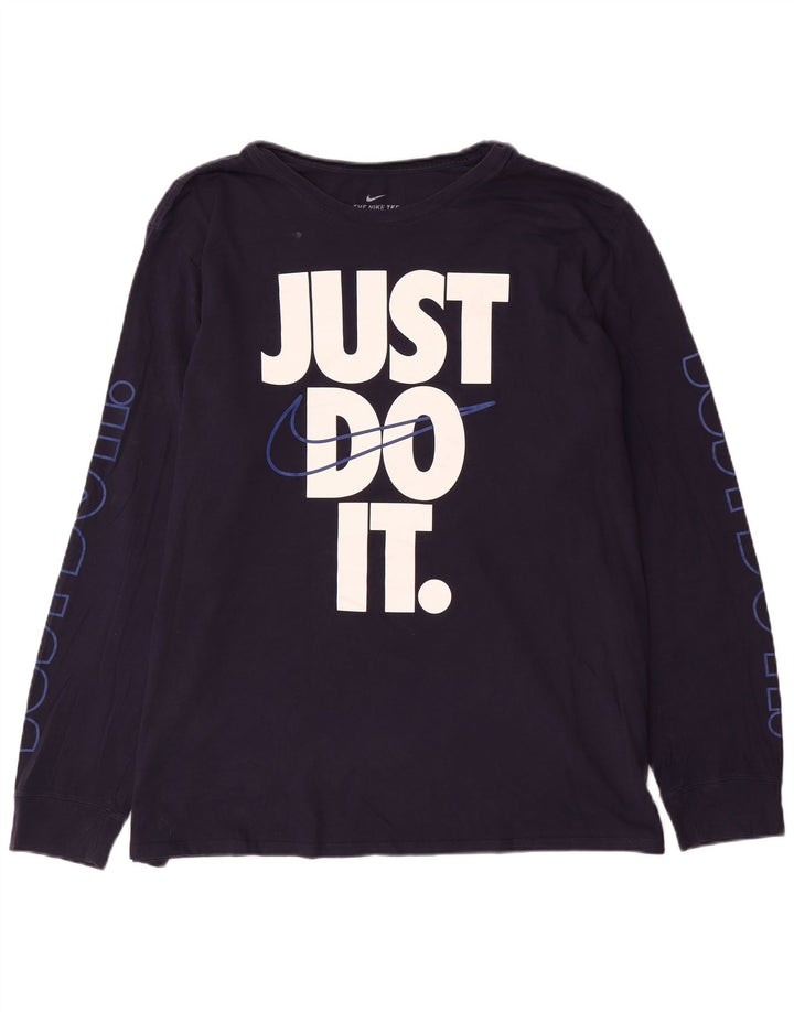Nike Camiseta gráfica de manga larga para hombre 2XL Azul marino