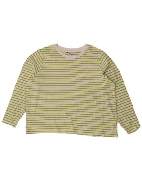 Marks & Spencer Camiseta de manga larga para mujer UK 20 2XL Algodón a rayas blancas