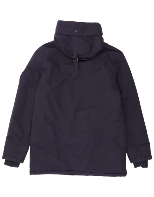 Superdry Parka con capucha para hombre, talla 40, nailon azul marino grande