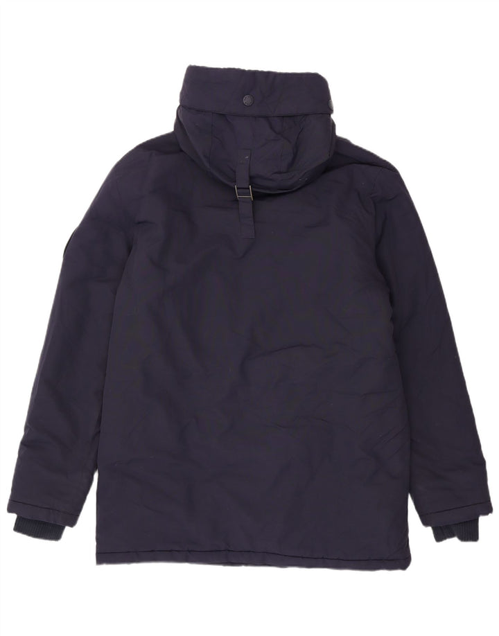 Superdry Parka con capucha para hombre, talla 40, nailon azul marino grande