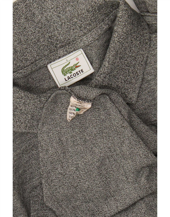 Lacoste Polo de manga larga para hombre talla 4 algodón moteado gris medio